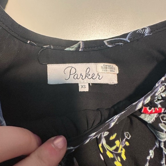 Parker Silk Black Floral Cold Shoulder Dress size XS - Picture 7 of 8